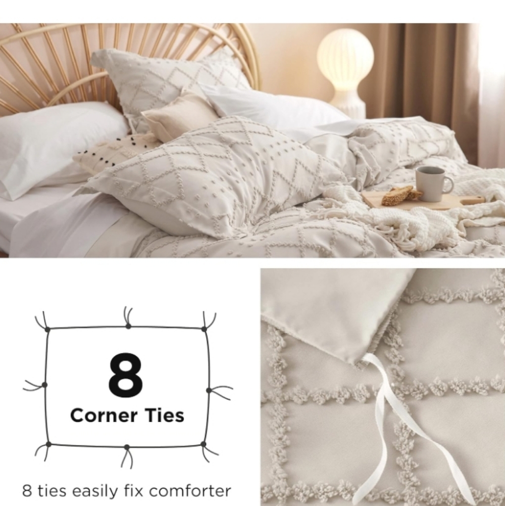 Bedsure Boho Beige(Queen) Duvet Bedding Set-New Never Used. - Picture 4 of 8